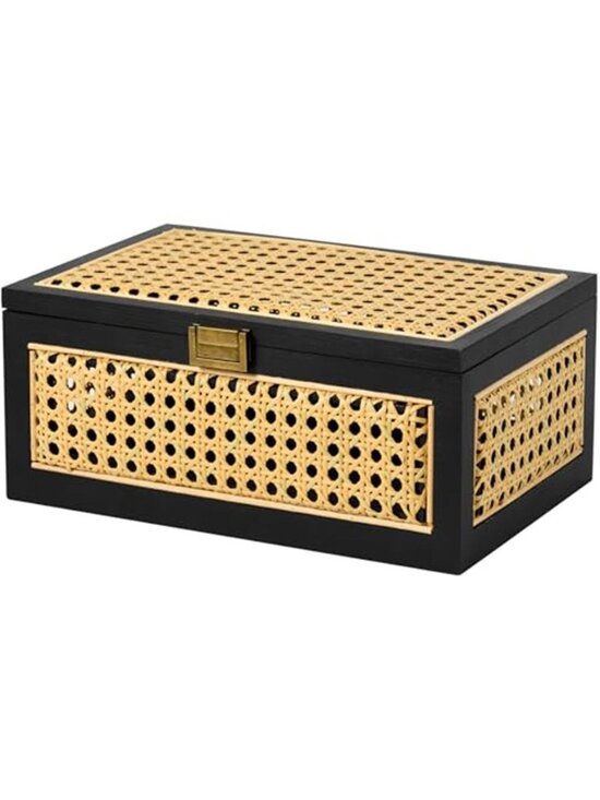 Other - Rattan Storage Box Decorative Handmade Natural Wood Baskets with Lid